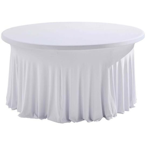 Nappe housse blanche pour table ronde de réception