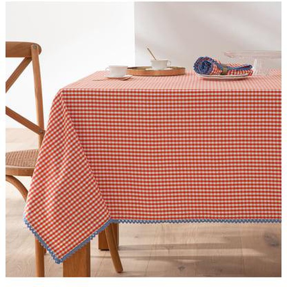 Nappe motif vichy tissé teint coton/lin Trattoria