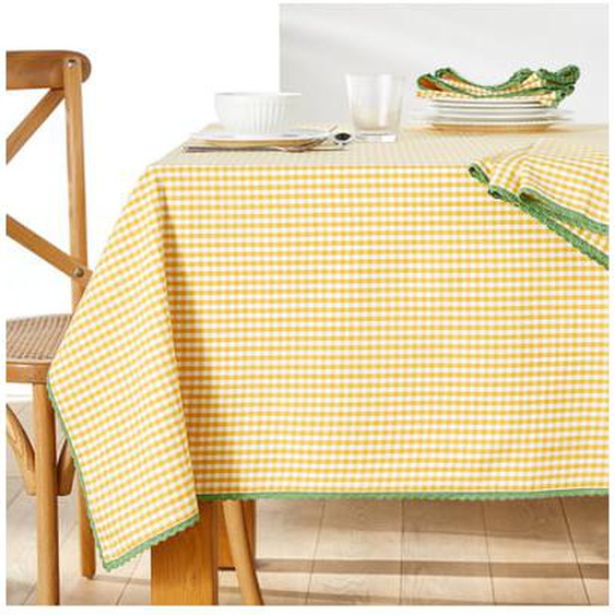 Nappe motif vichy tissé teint coton/lin Trattoria