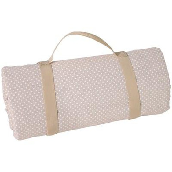 Nappe picnic imperméable beige à pois blancs