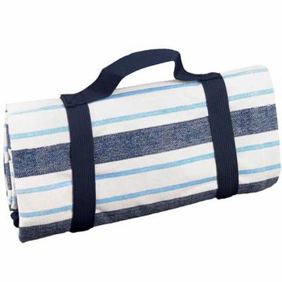 Nappe pique-nique Bleu et Blanc à rayure à revers imperméable XL