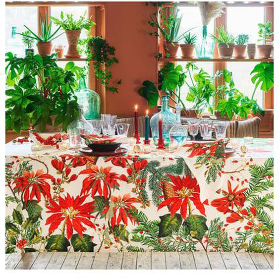 Nappe Poinsettias vintage antitache déperlant