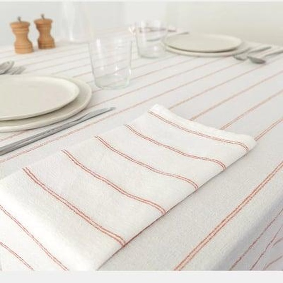 Nappe pur coton lavé motif jacquard blanc vert Rimini verde