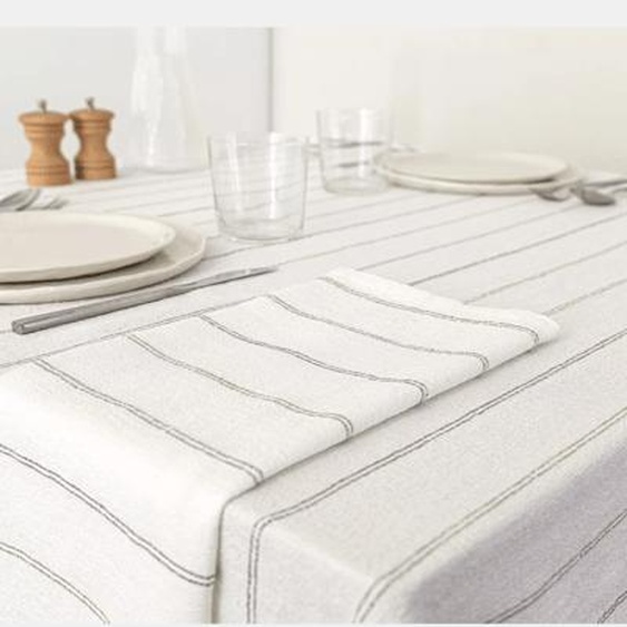 Nappe pur coton lavé motif jacquard blanc vert Rimini verde