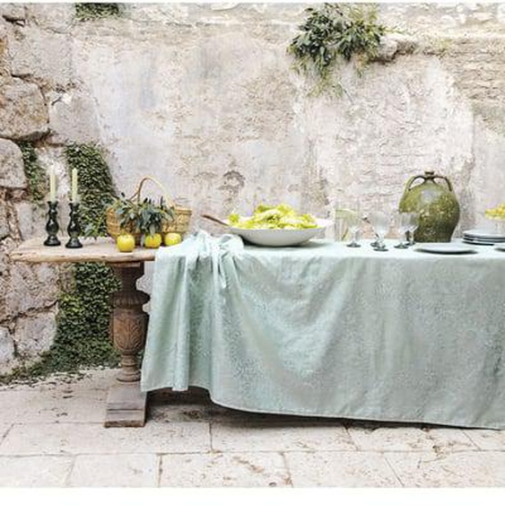 Nappe pur coton Mille guipures jade