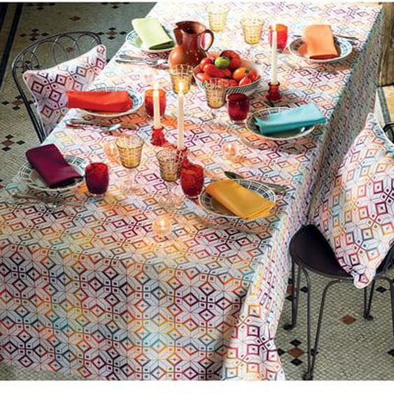 Nappe pur coton Mille paves flamboyant