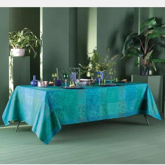 Nappe pur coton Mille rameaux emeraude