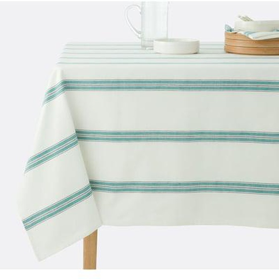 Nappe rayée en coton lavé tissé-teint, Boisseau