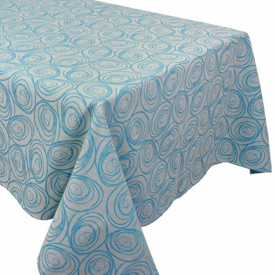 Nappe rectangle 150x200 cm Jacquard 100% coton SPIRALE bleu turquoise