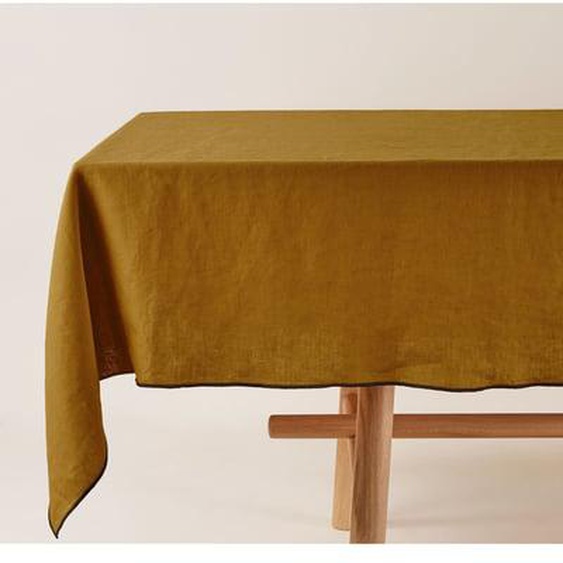 MADURA - Nappe rectangulaire Carlina  en Lin lavé légèrement froissé Vert