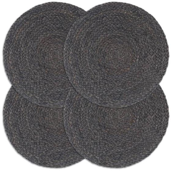 Napperons 4 pcs Gris foncé Plain 38 cm Rond Jute