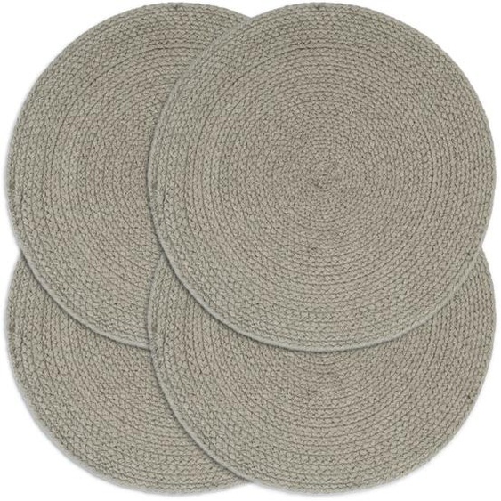 Napperons 4 pcs Gris Plain 38 cm Rond Coton