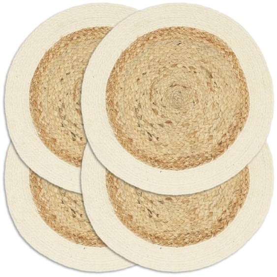 Napperons 4 pcs Naturel Plain 38 cm Rond Jute et coton