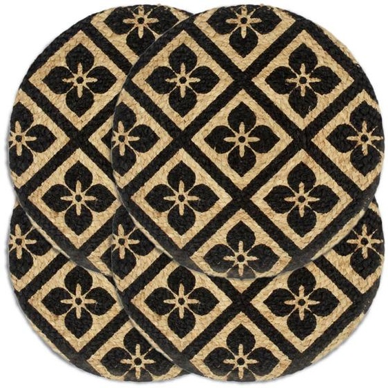 Napperons 4 pcs Noir 38 cm Rond Jute