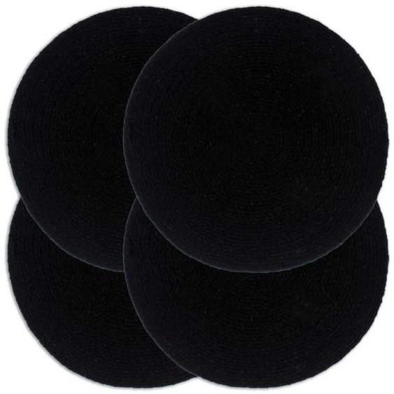 Napperons 4 pcs Noir Plain 38 cm Rond Coton