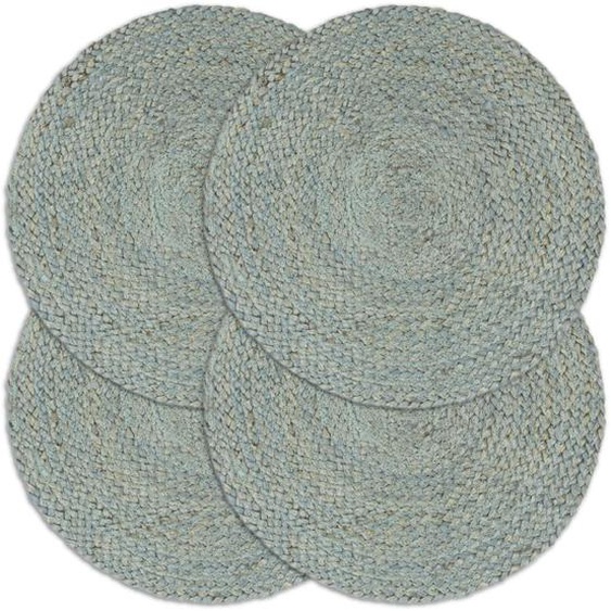 Napperons 4 pcs Vert olive Plain 38 cm Rond Jute