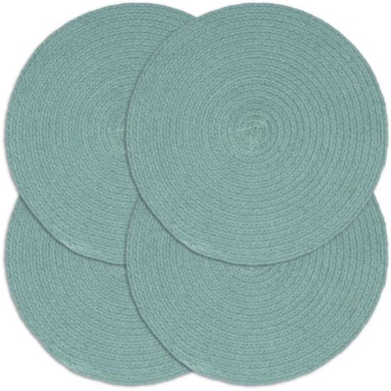 Napperons 4 pcs Vert Plain 38 cm Rond Coton