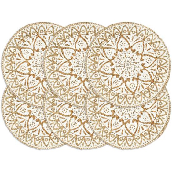 Napperons 6 pcs Blanc 38 cm Rond Jute
