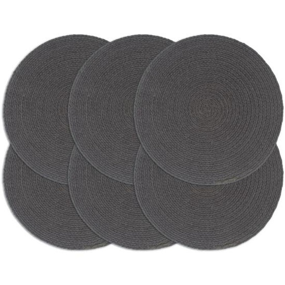 Napperons 6 pcs Gris foncé Plain 38 cm Rond Coton