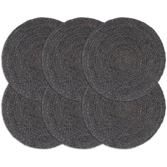 Napperons 6 pcs Gris foncé Plain 38 cm Rond Jute