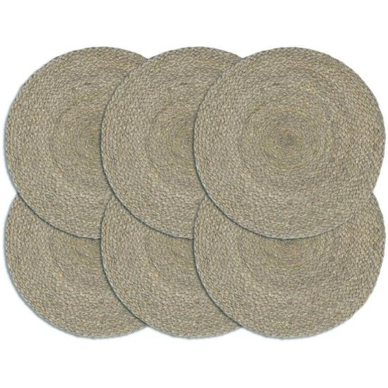 Napperons 6 pcs Gris Plain 38 cm Rond Jute