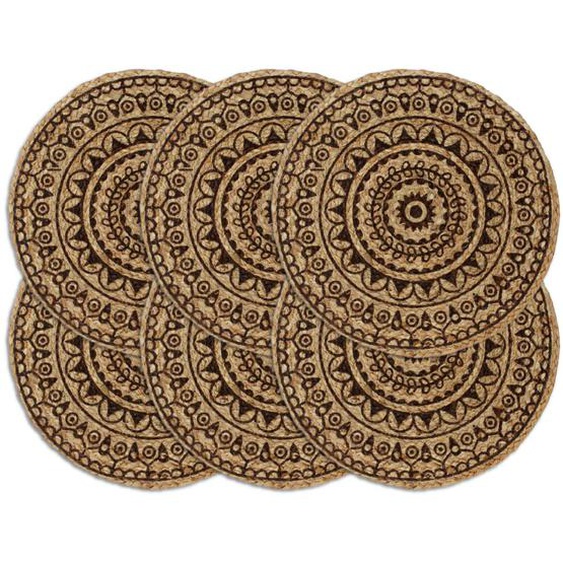 Napperons 6 pcs Marron foncé 38 cm Rond Jute