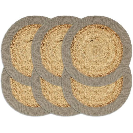 Napperons 6 pcs Naturel et gris 38 cm Jute et coton