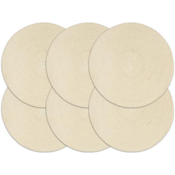 Napperons 6 pcs Naturel Plain 38 cm Rond Coton