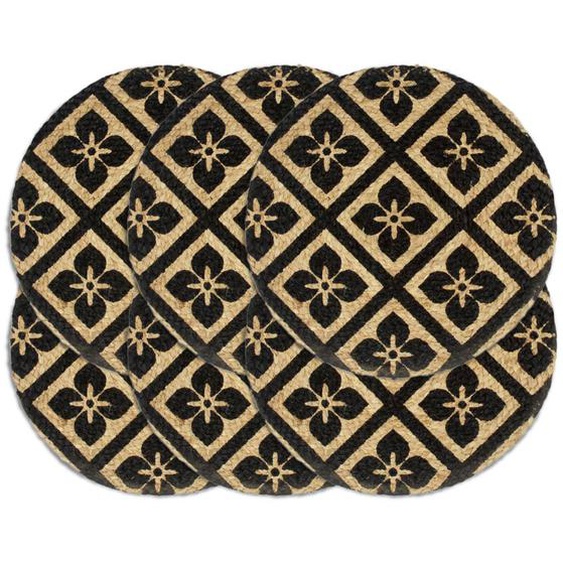 Napperons 6 pcs Noir 38 cm Rond Jute