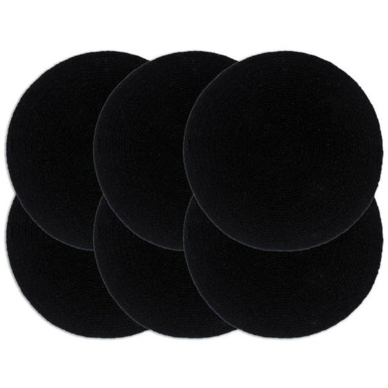 Napperons 6 pcs Noir Plain 38 cm Rond Coton
