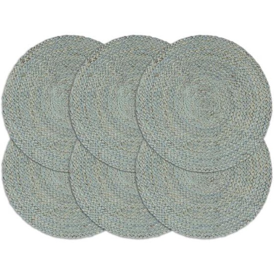 Napperons 6 pcs Vert olive Plain 38 cm Rond Jute