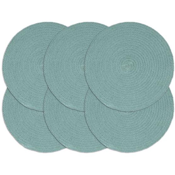 Napperons 6 pcs Vert Plain 38 cm Rond Coton
