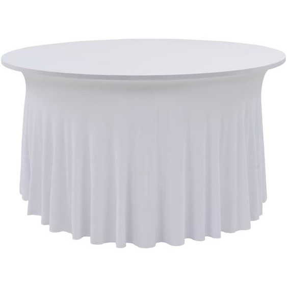 Nappes élastiques de table avec jupon 2 pcs 150x74 cm Blanc