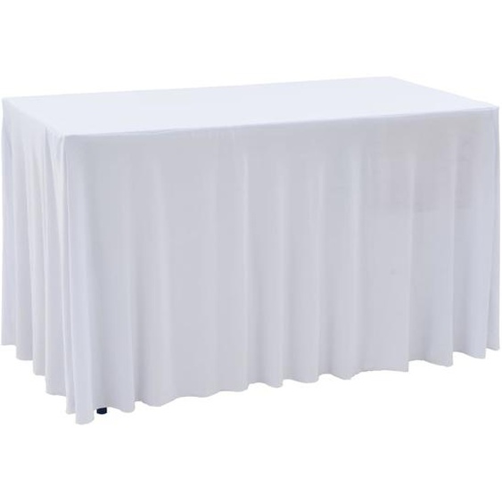 Nappes élastiques de table avec jupon 2 pcs 183x76x74cm Blanc