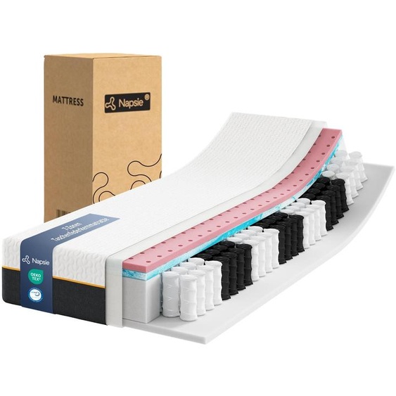NAPSIE - Matelas à ressorts ensachés, 140x200 cm, 7 zones ergonomiques, degré de fermeté : [Indiquer le degré de fermeté si spécifié, sinon laisser vide]