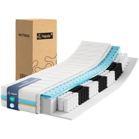 NAPSIE, matelas à ressorts ensachés, dimensions 160x200 cm, 7 zones ergonomiques, degré de fermeté : [spécifier le degré de fermeté si disponible, sinon laisser tel quel]