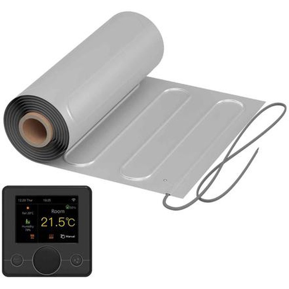 Natte chauffante  ALU 150 W/m² avec Thermostat R7C-716 intelligent WiFi LCD-Couleur noir - 7 m²