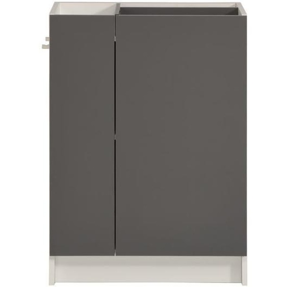 NATTY Desserte de salle de bain L 60 cm - Décor et mélamine blanc et gris ombre mat