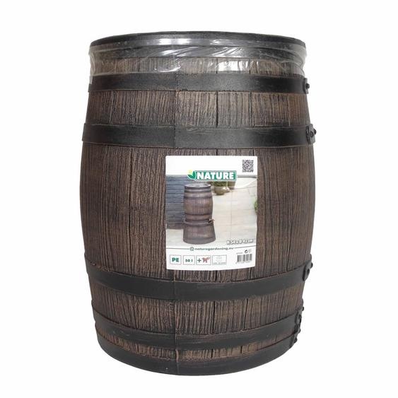 Nature Réservoir deau de pluie avec aspect bois 50 L 38 x 49,5 cm Marron
