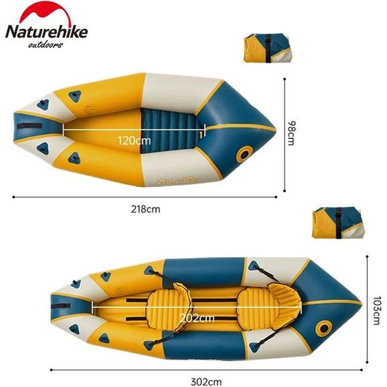 Naturehike Natureifa-Kayak gonflable, canoë, simple, double bateau à rames, sports nautiques, pêche, bateau nautique, siège Tat1-2, gril en nylon 210D, TPU
