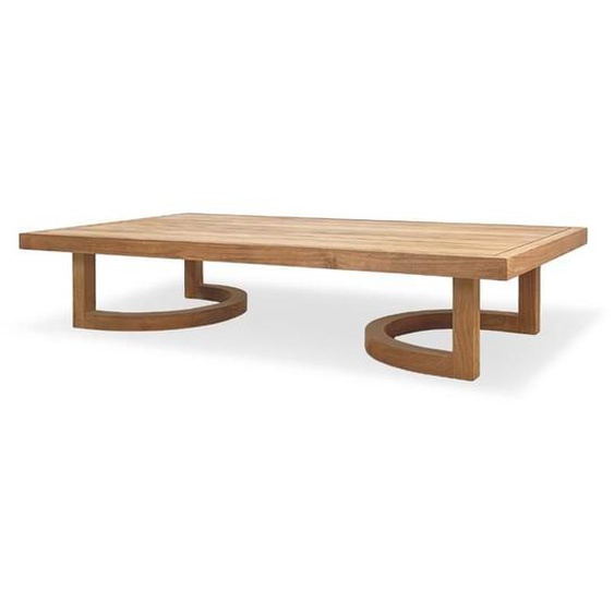 Naturel Table basse de jardin en teck massif 153x82x305 cm pieds-de-table design arrondis fabrication artisanale (NATOFT15382S)