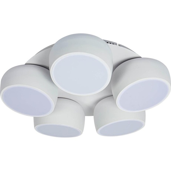 Näve Leuchten Plafonnier à 5 LED ELIORA incl. fonction veilleuse Ø : 60cm Plafonniers à 5 LED ELIORA incl. fonction veilleuse Ø : 60cm - Plafonnier à 5 LED ELIORA incl. fonction veilleuse Ø : 60cm, plafonnier de style moderne, en métal et plastique blanc,