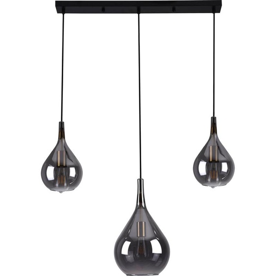 Näve Leuchten Suspension GOTA avec E27 Suspension GOTA avec E27 Suspension - Lampe à 3 suspensions GOTA smokey, lampe à suspendre de style rétro, en métal et verre noir, hauteur 150 cm, dimensions 88 x 25 cm, douille E27