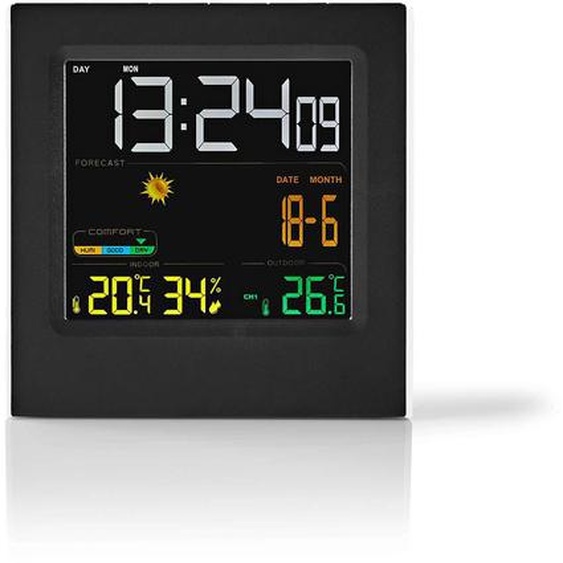 NEDIS Station météo horloge display couleur. Réveil Hygrom 1capteur extérieur sw-ws WEST404BK