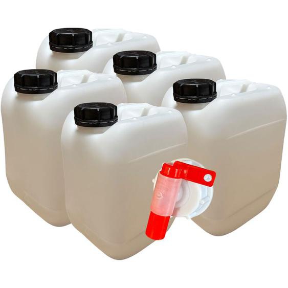Negomix - Lot de 5 x Jerrican Bidon Plastique 10 l Litres avec Bouchon Étanche et 1 Robinet Verseur