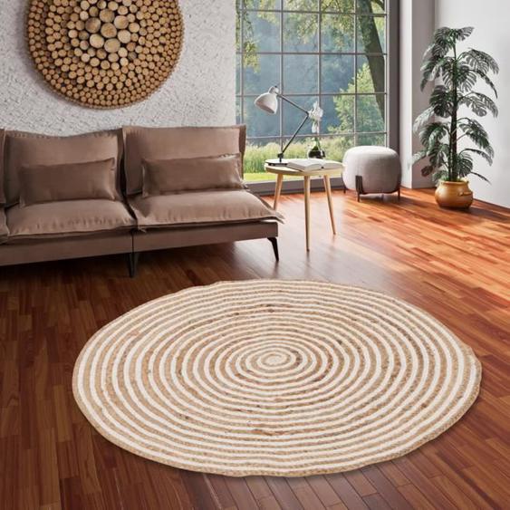 Nele - Tapis en fibre naturelle de jute - Fait à la main - Rond - 75x75 cm