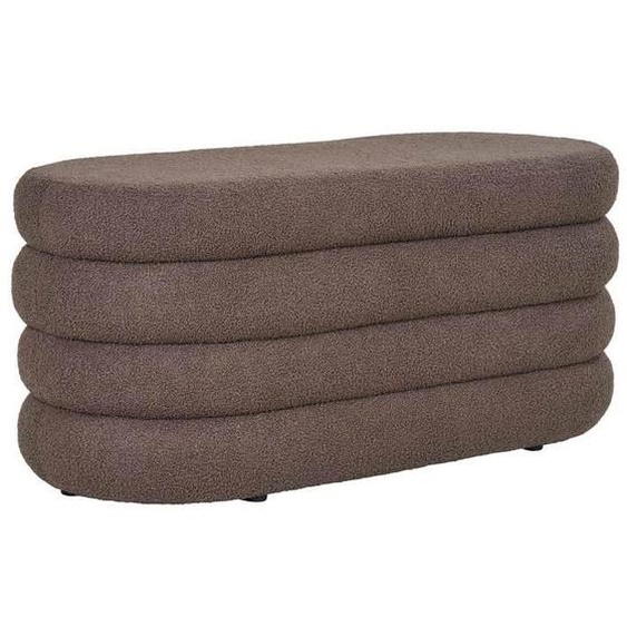 Neo - pouf avec rangement - en tissu bouclette - Marron