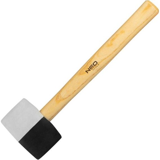Neo Tools marteau en caoutchouc pour carreleur, caoutchouc dur noir et caoutchouc souple non tachant, avec un manche en bois clair | 58 mm/450 g