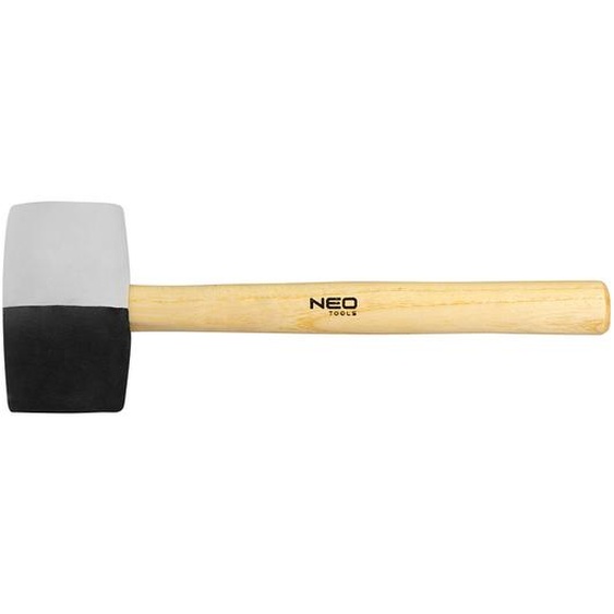 Neo Tools marteau en caoutchouc pour carreleur, caoutchouc dur noir et caoutchouc souple non tachant, avec un manche en bois clair | 63 mm/680 g