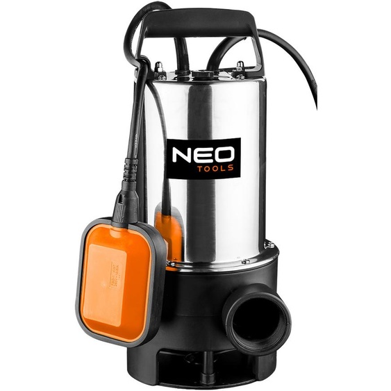NEO TOOLS Pompe submersible pour eaux usées en acier inoxydable (débit de 17.000l/h, hauteur de refoulement de 9m, 900W, granulométrie de 25mm) Pompe submersible pour eaux usées